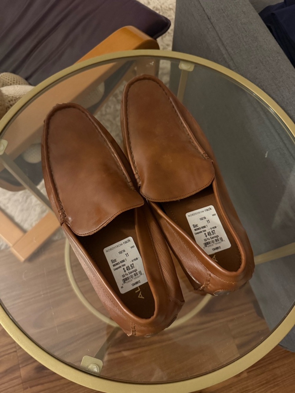 Aldo Men's Tan Leather Slip-On Loafers